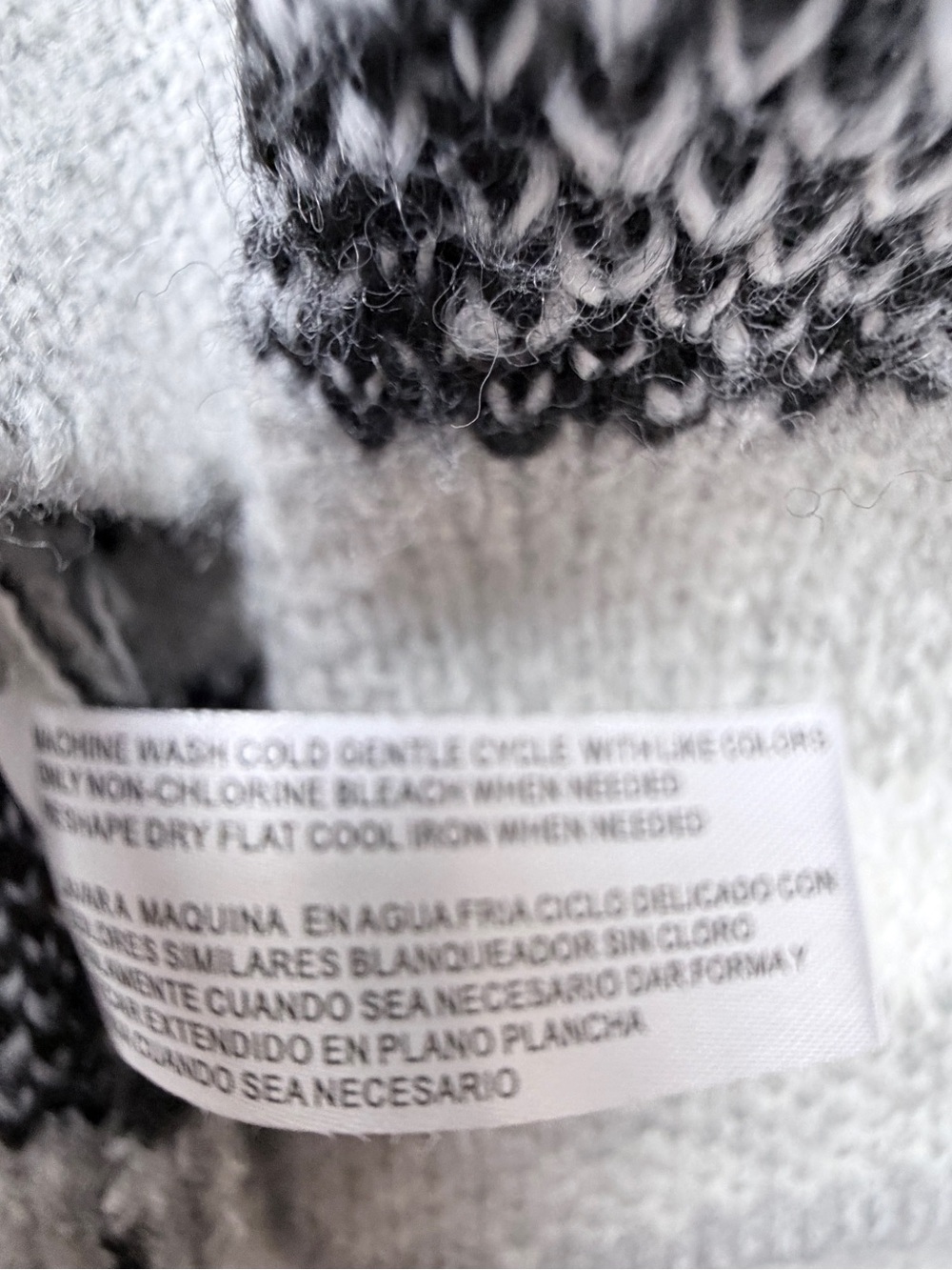 Hooded Open-Front Long Cardigan Sweater - Cream, Gray & Black - Picture 10 of 10
